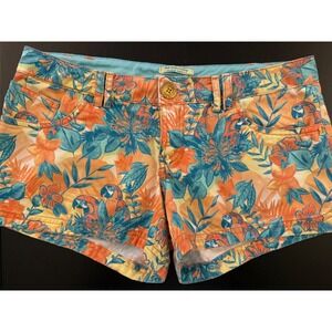 Pull & Bear Tropical Low-Rise Short Womens 24 Orange Beach Surf Resortwear‎
